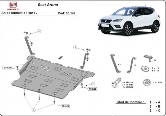 Cache sous moteur et de la boîte de vitesse Seat Arona