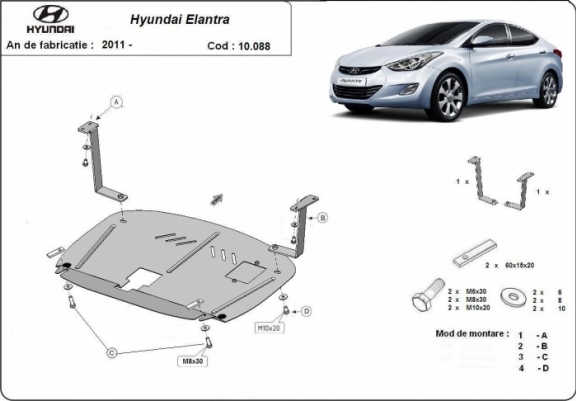 Cache sous moteur et de la boîte de vitesse Hyundai Elantra 2