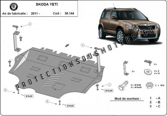 Cache sous moteur et de la boîte de vitesse Skoda Yeti