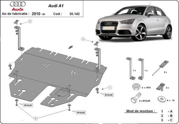 Cache sous moteur et de la boîte de vitesse Audi A1