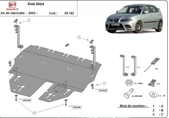 Cache sous moteur et de la boîte de vitesse Seat Ibiza Petrol