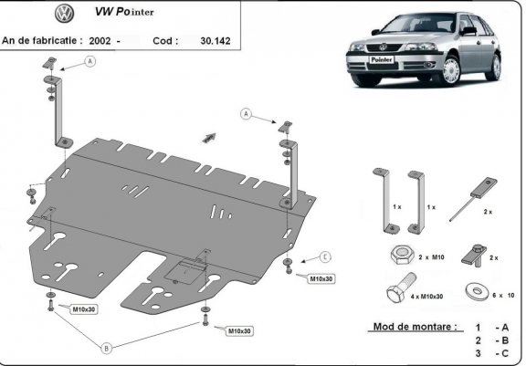 Cache sous moteur et de la boîte de vitesse Volkswagen Pointer
