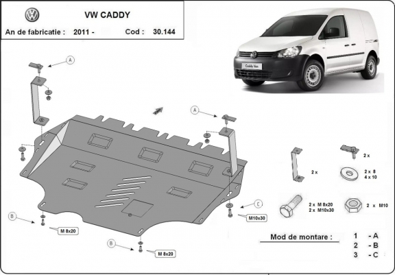 Cache sous moteur et de la boîte de vitesse VW Caddy