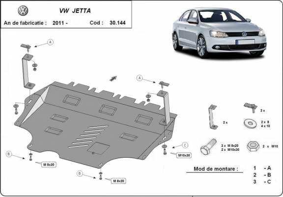 Cache sous moteur et de la boîte de vitesse Volkswagen VW Jetta