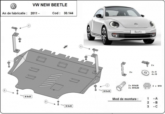 Cache sous moteur et de la boîte de vitesse Volkswagen New Beetle