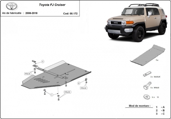 Cache de protection de la boîte de vitesse Toyota Fj Cruiser