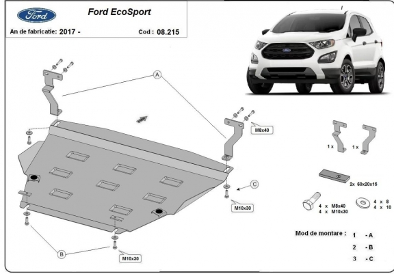 Cache sous moteur et de la boîte de vitesse Ford EcoSport