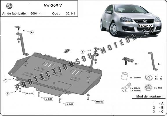 Cache sous moteur et de la boîte de vitesse Vw golf mk5