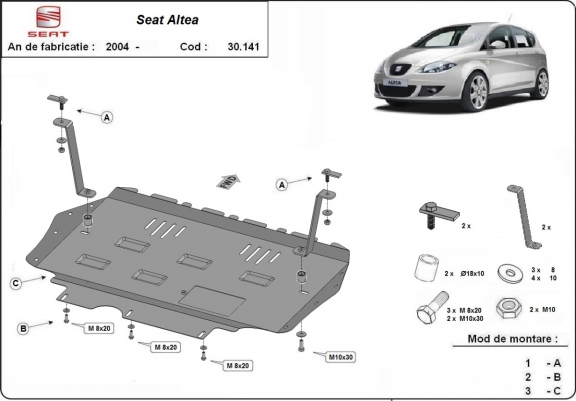 Cache sous moteur et de la boîte de vitesse Seat Altea