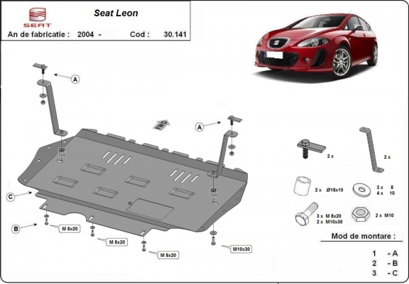 Cache sous moteur et de la boîte de vitesse Seat Leon Mk2