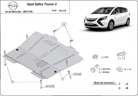 Cache sous moteur et de la boîte de vitesse Opel Zafira C