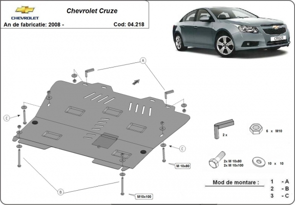 Cache sous moteur et de la boîte de vitesse Chevrolet Cruze