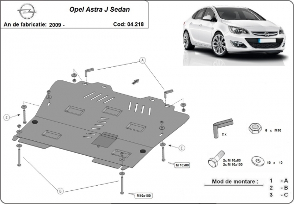 Cache sous moteur et de la boîte de vitesse Opel Astra J Sedan