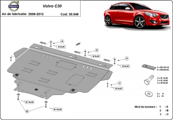 Cache sous moteur et de la boîte de vitesse Volvo C30