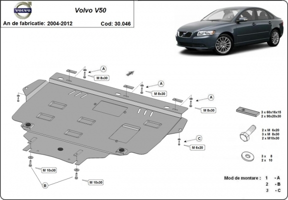 Cache sous moteur et de la boîte de vitesse Volvo V50
