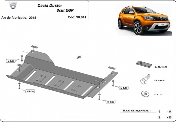 Cache de protection EGR, system STOP&GO Dacia Duster