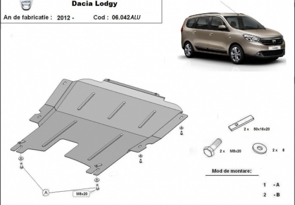 Cache sous moteur et de la boîte de vitesse DACIA LODGY - Aluminum