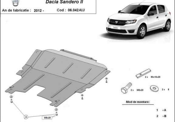 Cache sous moteur et de la boîte de vitesse DACIA  SANDERO 2 - Aluminum