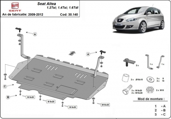 Cache sous moteur et de la boîte de vitesse Seat Altea