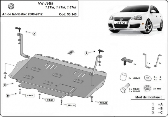 Cache sous moteur et de la boîte de vitesse VW Jetta