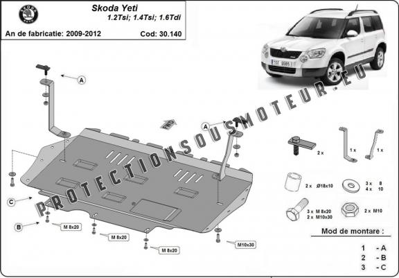 Cache sous moteur et de la boîte de vitesse Skoda Yeti