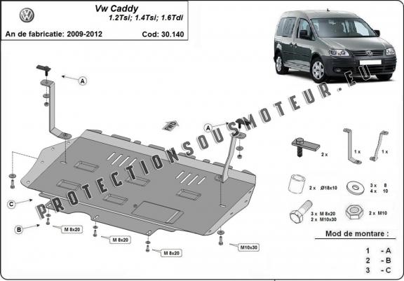 Cache sous moteur et de la boîte de vitesse Volkswagen Caddy 