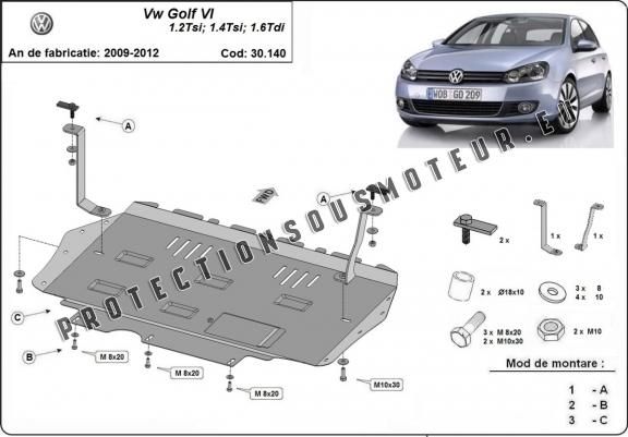 Cache sous moteur et de la boîte de vitesse VW Golf 6