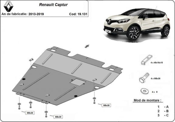 Cache sous moteur et de la boîte de vitesse Renault Captur