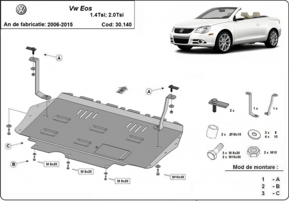 Cache sous moteur et de la boîte de vitesse Volkswagen Eos