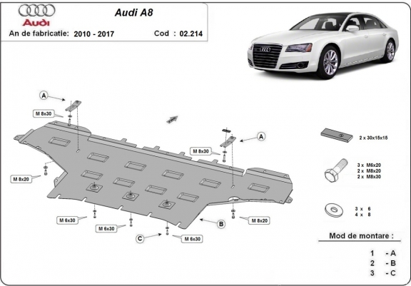 Cache sous moteur et de la boîte de vitesse Audi A8