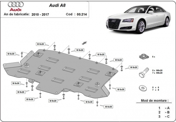 Cache de protection de la boîte de vitesse Audi A8