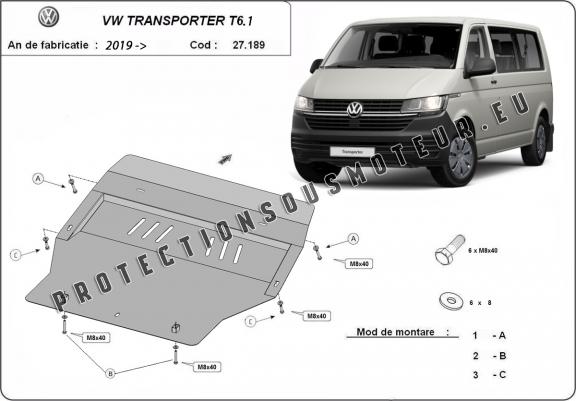 Cache sous moteur et de la boîte de vitesse Volkswagen Transporter T6.1