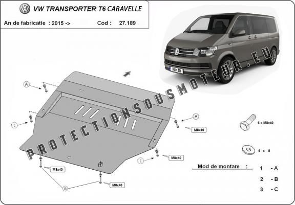 Cache sous moteur et de la boîte de vitesse Volkswagen Transporter T6 Caravelle