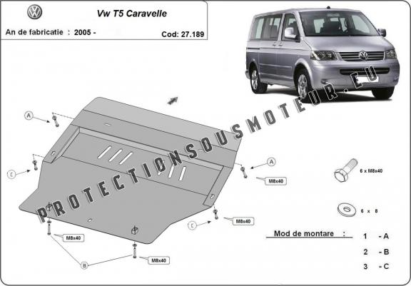 Cache sous moteur et de la boîte de vitesse Volkswagen T5 Caravelle 