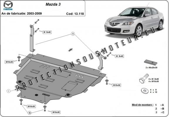 Cache sous moteur et de la boîte de vitesse Mazda 3