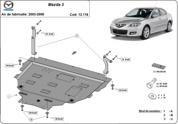 Cache sous moteur et de la boîte de vitesse Mazda 3