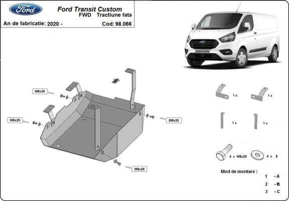 Cache de protection réservoir AdBlue Ford Transit Custom