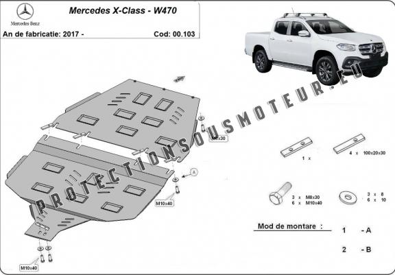 Cache de protection de la boîte de vitesse et protection de la boîte de transfert Mercedes X-Class W470