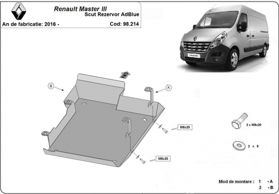 Cache de protection réservoir AdBlue  Renault Master 3  - Model 2