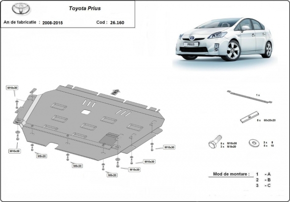 Cache sous moteur et de la boîte de vitesse Toyota Prius