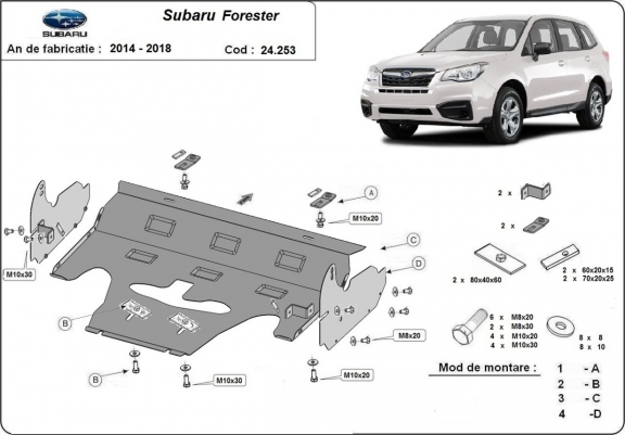 Cache sous moteur et de la radiateur Subaru Forester 4