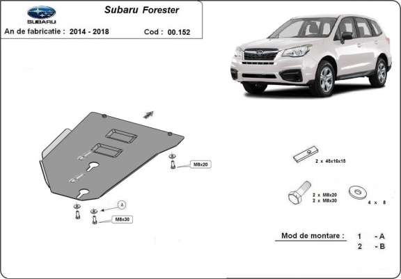 Cache de protection de la boîte de vitesse Subaru Forester 4 - manuelle