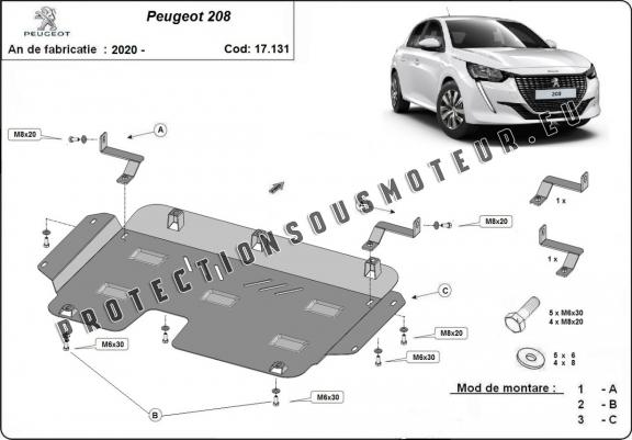 Cache sous moteur et de la boîte de vitesse Peugeot 208