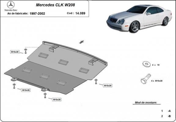 Cache sous moteur et de la radiateur Mercedes CLK W208