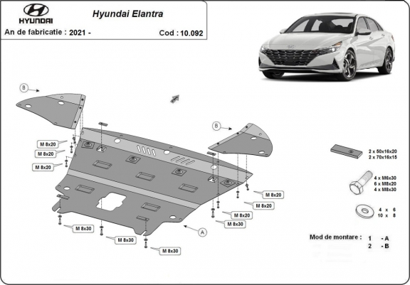 Cache sous moteur et de la boîte de vitesse  Hyundai Elantra
