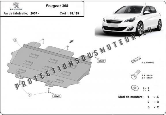 Cache sous moteur et de la boîte de vitesse Peugeot 308