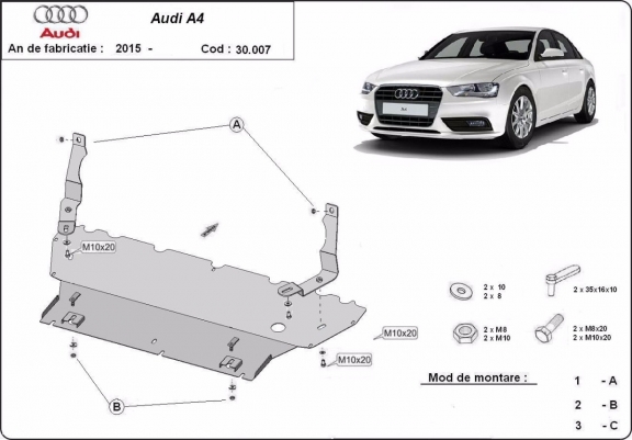 Cache sous moteur et de la radiateur Audi A4 B9 All Road