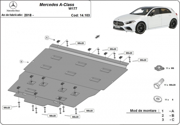 Cache sous moteur et de la boîte de vitesse Mercedes A-Class W177