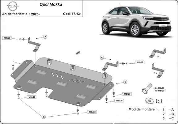Cache sous moteur et de la boîte de vitesse Opel Mokka B