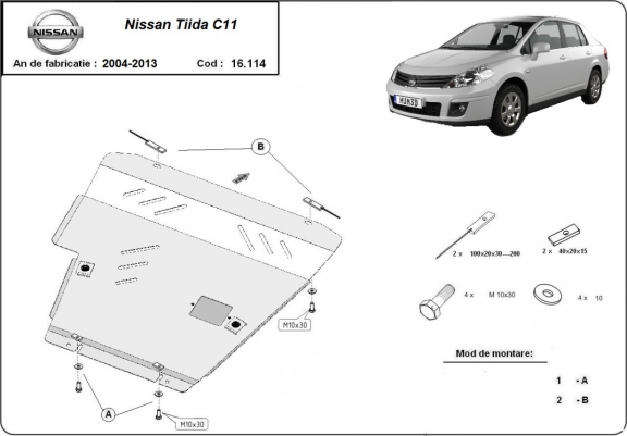 Cache sous moteur et de la boîte de vitesse Nissan Tiida